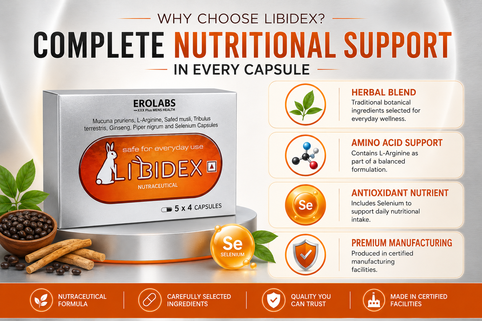 Erolabs Libidex Ultima Capsules (20 Count) by Mabross Life | Herbal Vitality & Performance Support Supplement | Premium Natural Formula for Energy, Stamina & Wellness