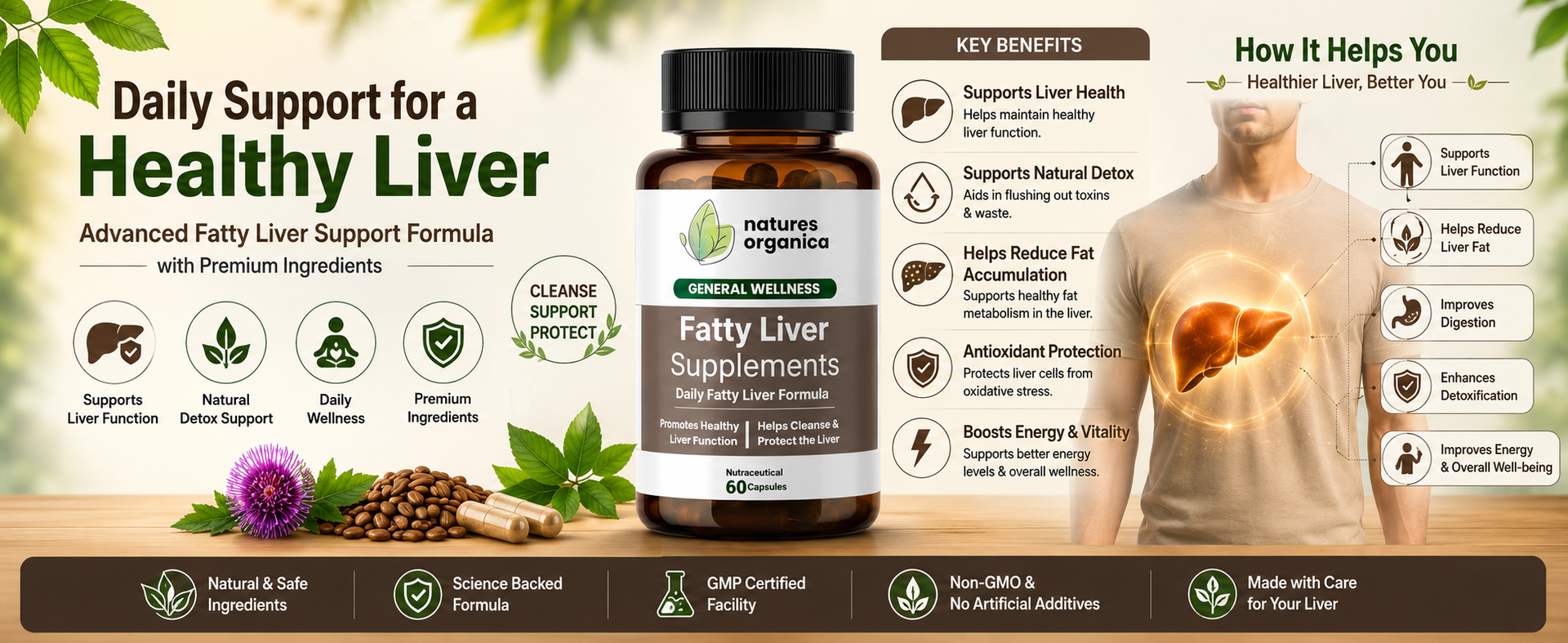 Fatty Liver Supplement (60 Capsules) | Reduce your enlarged Fatty Liver | Complete Fatty liver Health & Supports Detoxification