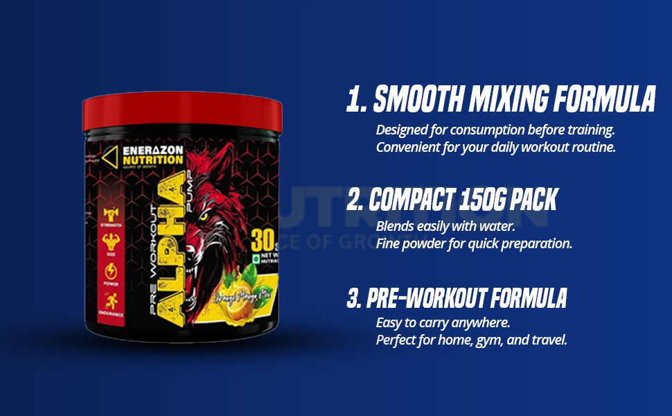 Pre Workout Alpha Pump | Orange Mango Mix Flavour | 150g