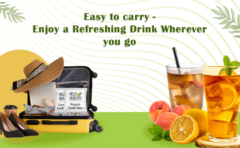 HELLO HEALTHY Instant Peach Iced Tea Powder – Refreshing Gut-Friendly Drink Mix 10 Servings Natural Peach Flavor Easy to Prepare Summer Beverage | No Artificial Ingredients