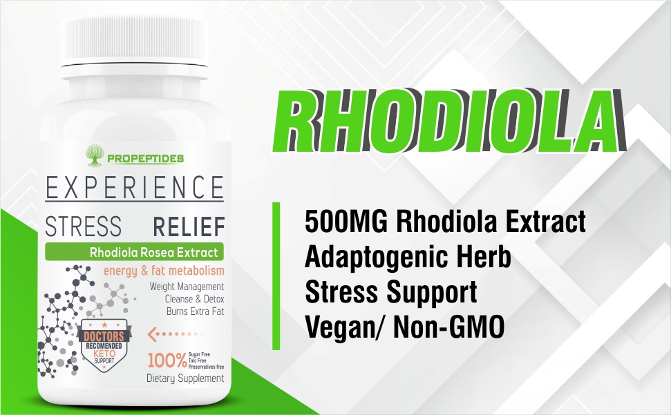 Rhodiola Rosea 500mg Adaptogen Supplement with Bioperine, Standardized 5% Salidroside | Vegetarian Tablets for Energy, Focus & Stress Support, Non-GMO, 60 Tablets