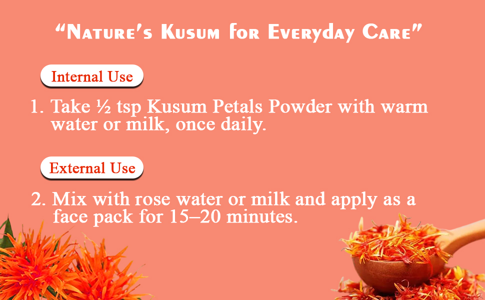 Kusum Petals Powder | Ayurvedic Herbal Supplement | Supports Skin Brightness, Hair Nourishment & Natural Cooling|100g