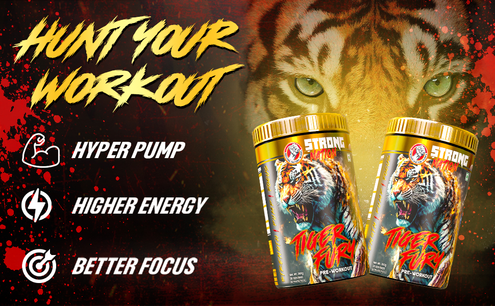 Strong Nation Tiger Fury Pre Workout Powder | Energy & Focus | 360g