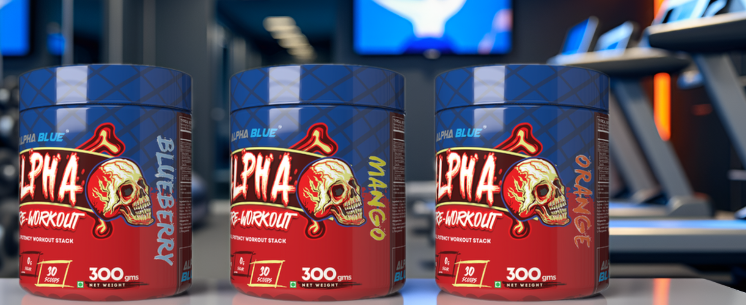 AlphaBlue Pre-Workout Supplement Powder | Full Potency Energy + Pump + Strength | EAA for Muscle Recovery & Performance | 300g | For Gym & Sports BlueBerry