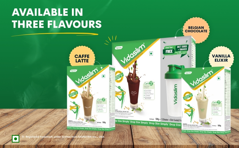 Vidaslim Caffe Latte 400g - Protein Powder For Men & Women Weight Control & Management | Clinically Proven Meal Replacement Protein Health Shake | No Added Sugars | 22.8g Protein Per Serve | Green Tea & White Kidney Bean Extracts