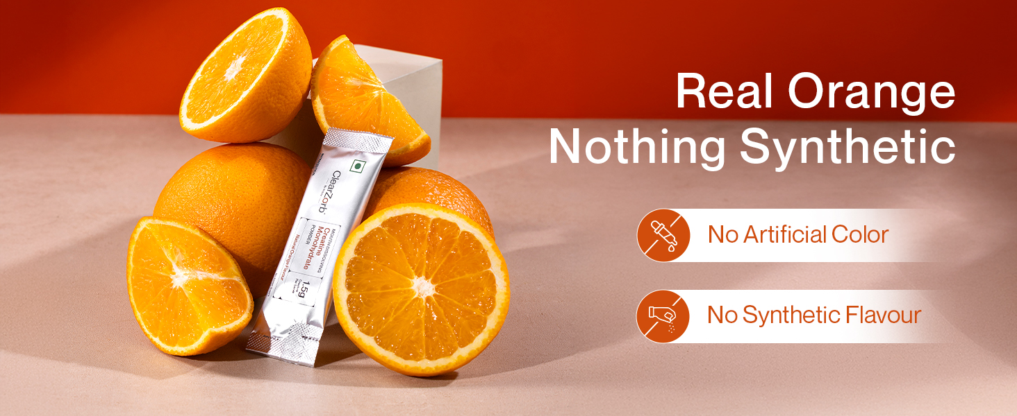 ClearZorb by Miduty Creatine Monohydrate | World's First Mouth Dissolving Creatine | Supports Muscle Strength & Brain Function | 3g Daily | Fast Absorption | Natural Orange | 30 Sachets