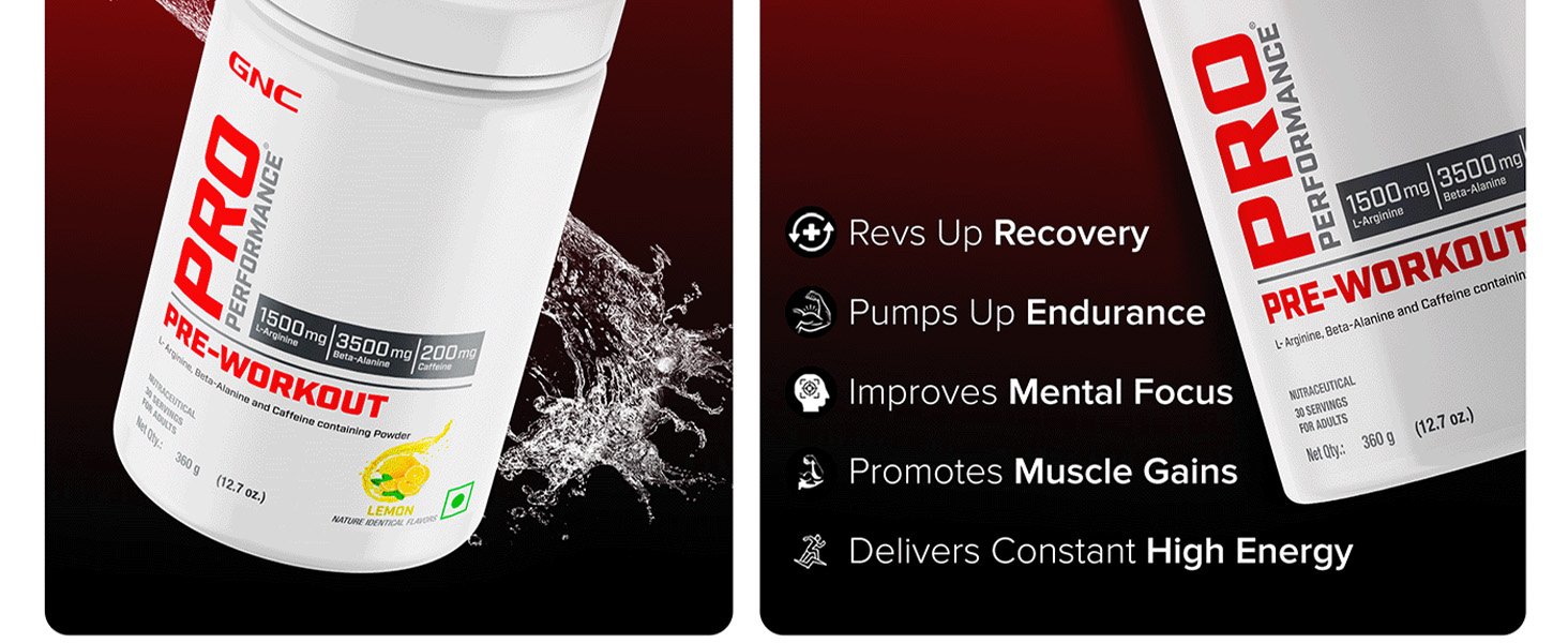 GNC Pro Performance Pre-Workout | 360 gm | 30 Servings | Boosts Pump & Energy | Speeds Up Recovery | 1500 mg L-Arginine | 3500 mg Beta-Alanine | 200 mg Caffeine | Fruit Punch
