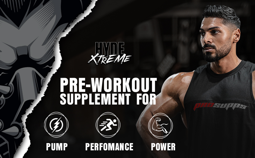 HYDE Xtreme - Hard Hitting Energy Pre Workout Supplement | Caffeine, Beta-alanine, Creatine HCl, L-arginine | For Muscle Pump, Vascularity, Strength and Focus | 15 servings (Fruit Punch)