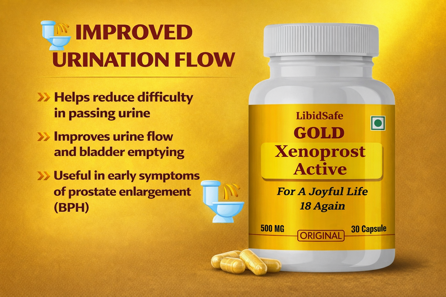 Xenoprost Active Capsule for Men โ Advanced Prostate Care Ayurvedic Supplement for Enlarged Prostate & Urinary Relief | Herbal Support for BPH, Bladder Strength & Male Energy