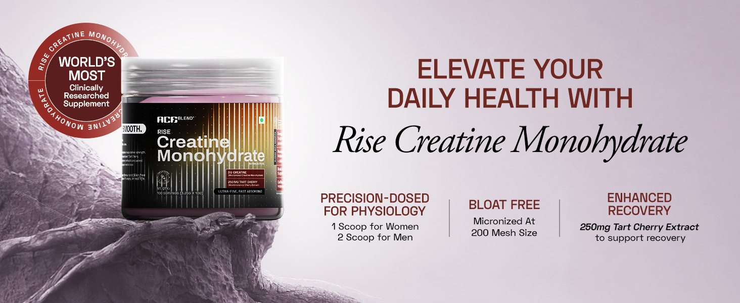 Ace Blend Micronised Creatine Powder 100 Servings | Tart Cherry Extract | For Strength, Endurance And Recovery | Creatine Monohydrate | Big Muscle Protein Support| High Absorption, Men & Women, 325g