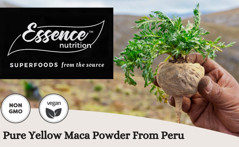 Essence Nutrition Maca Root Powder (125 Grams) - All Natural & NON GMO Maca Root Powder Imported From Peru - Use as a Maca Coffee For Men