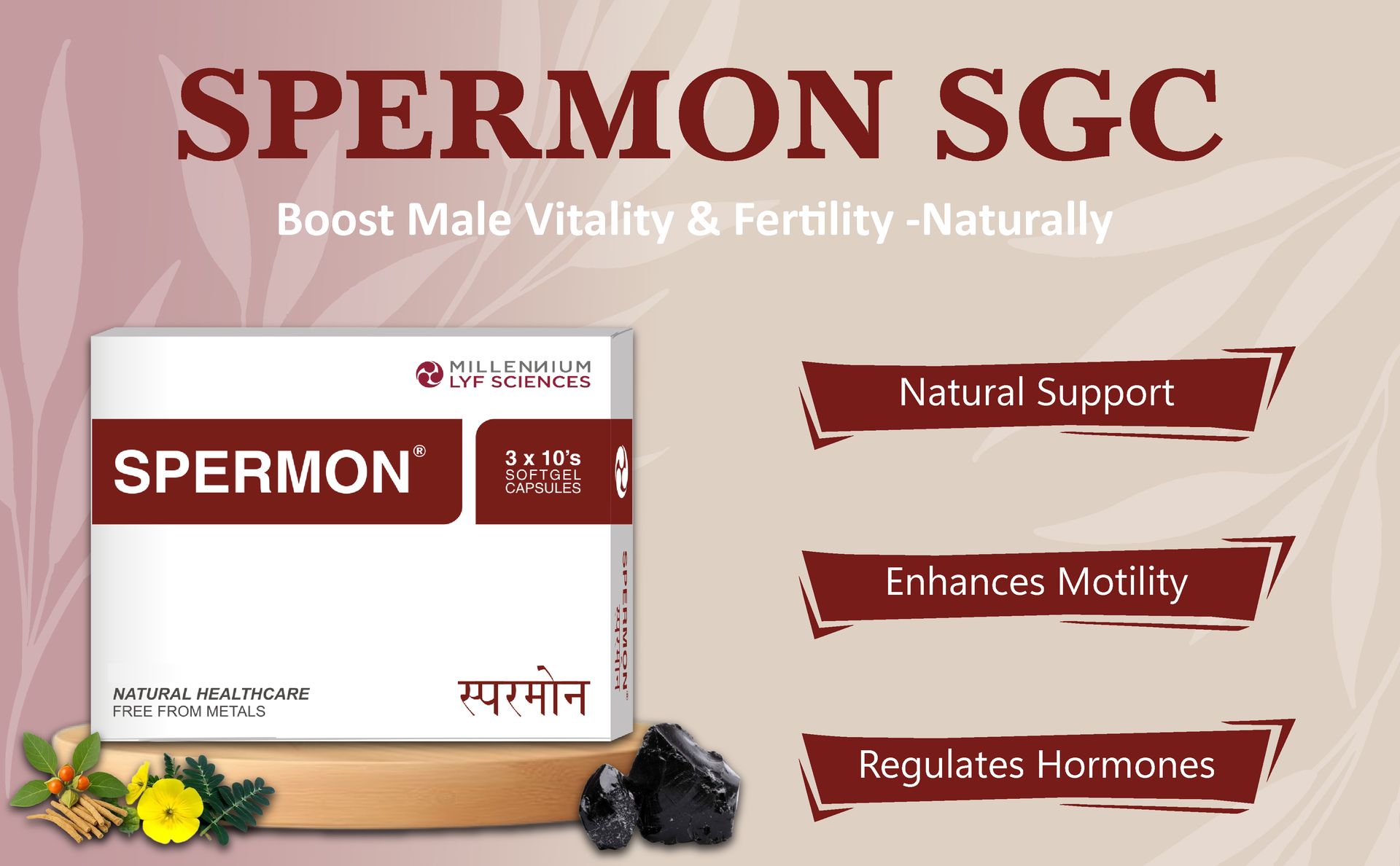 Spermon Natural Softgel Capsules | Improves Fertility comes with Shilajit, Gokshura, Kuanchabheej, Ashwagandha, Safed Musli, Salam Misri, Musk Dana | 30 Soft Gel Capsules