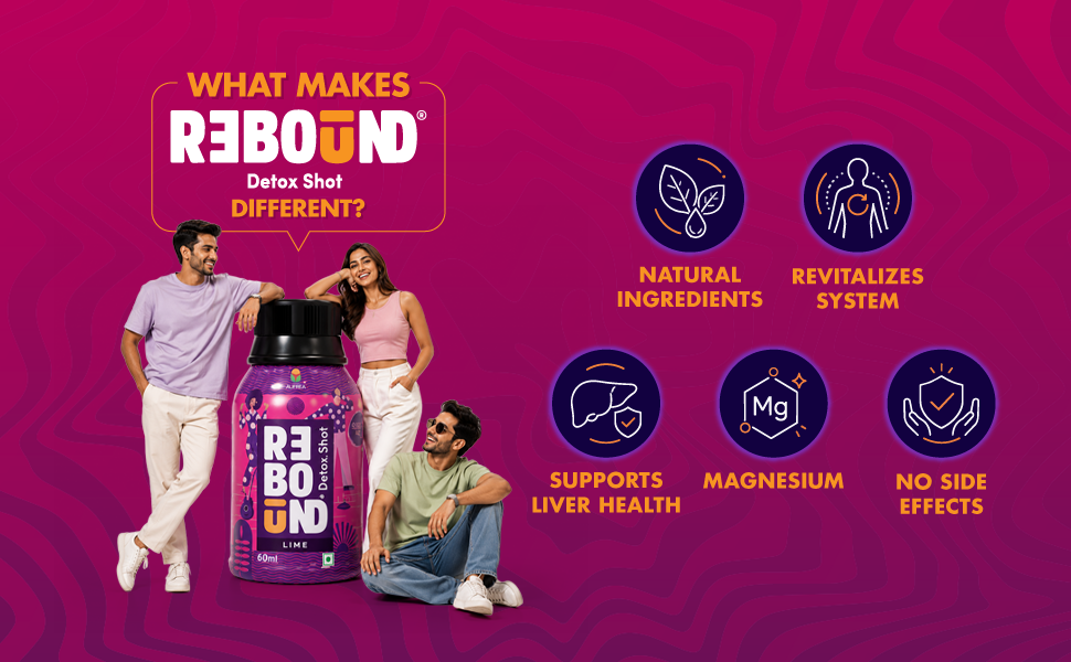 Rebound Detox Shot-Assorted Pack of 04 (Lime and Apple)|Liver Detox Drink & Hangover recovery shot|Zero Sugar Natural Detox Beverage |Ayurvedic Morning Recovery Drink