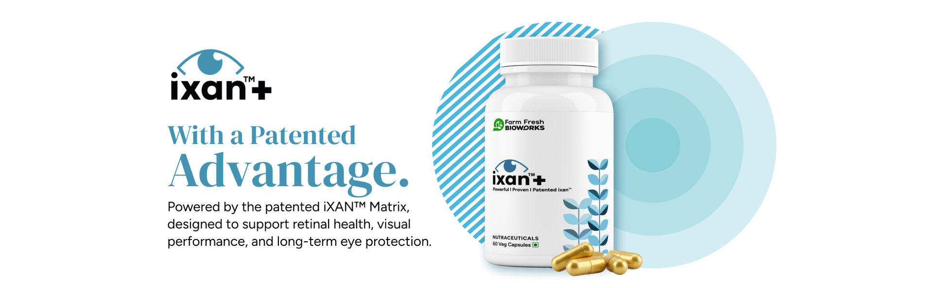 ixan+ Eye Care Supplement I Clinically Validated Patented iXAN I Eye Wellness & Visual Comfort | Defense against Oxidative & Inflammatory Stress I Support for Normal Eye Function | Supports Retina and Macular Eye Health I Supports Visual Ease During Digital Device Use | With Curcuminoids, Lutein & Zeaxanthin I 60 Veg Capsules