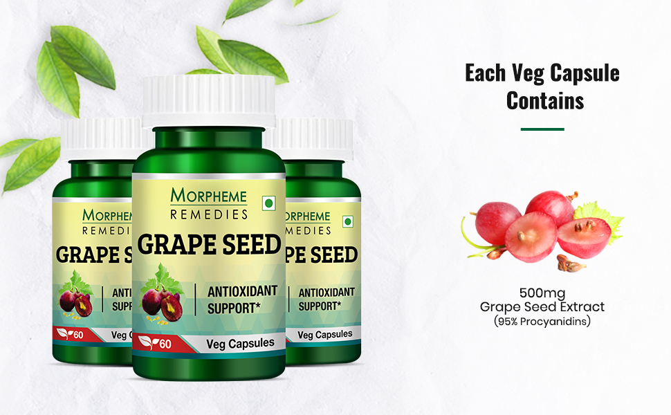 Morpheme Remedies Grape Seed Extract 500 mg - 60 Veg Capsules