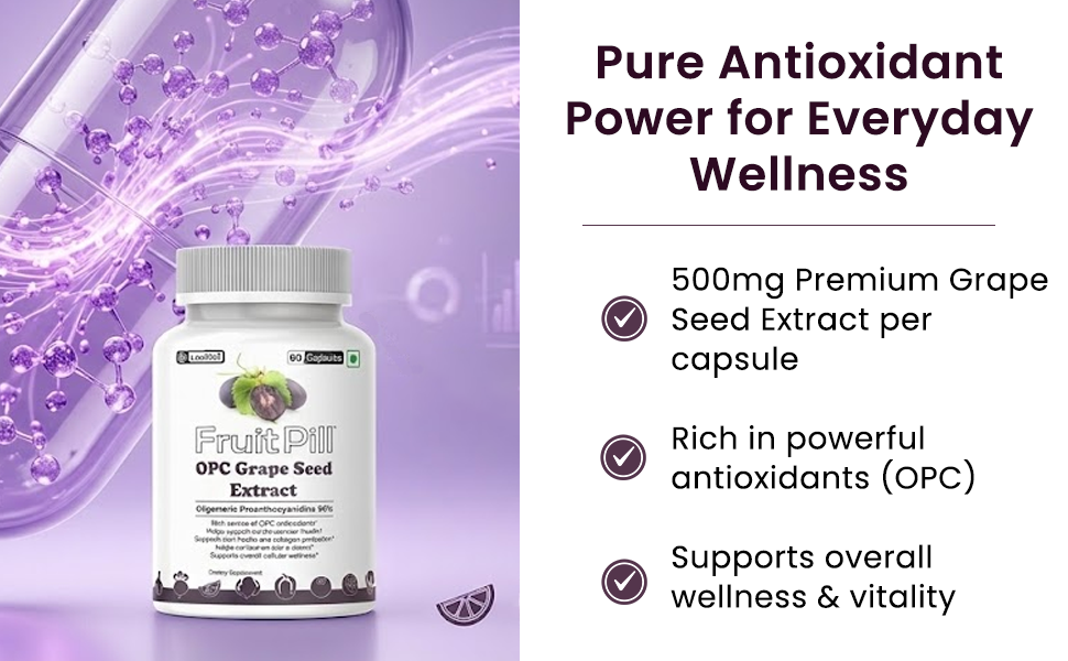 (LeeWell) OPC Grape Seed Extract 500mg with 95% Oligomeric Proanthocyanidins Supplement, Support Lower Blood Pressure & Blood Flow circulation -60 Capsules