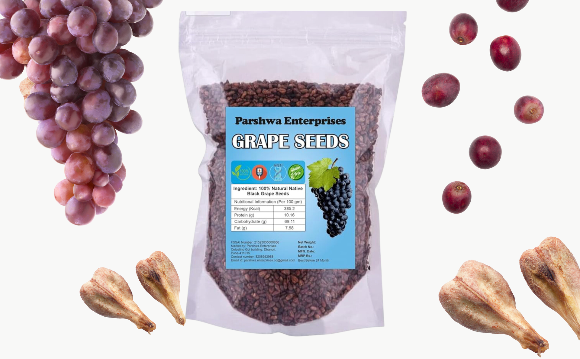 Parshwa Grape Seed Angur Beej angoor seed Grape Seeds- 800 Gm | Natural Antioxidant Boost for Skin and Health | Bulk pack for long usage | Pack of 1