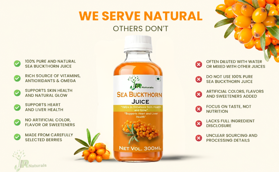 Sea Buckthorn Juice | 100 Percent Natural Himalayan Berry Extract Rich in Omega Fatty Acids Antioxidants and Vitamins for Immunity Energy Skin Health (300Ml) | Color Trans-Round | Size ...