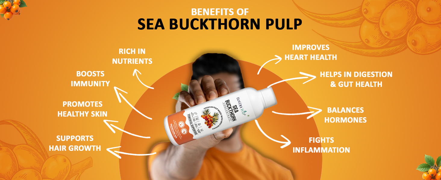 Baton Tea Himalayan Sea Buckthorn Pulp Juice 300ml | Cold-Pressed | Natural Vitamin C, Omega 3 6 7 9, Antioxidants | Immunity, Skin Glow & Gut Health Support | No Added Sugar | Lab Tested |Pack Of 1