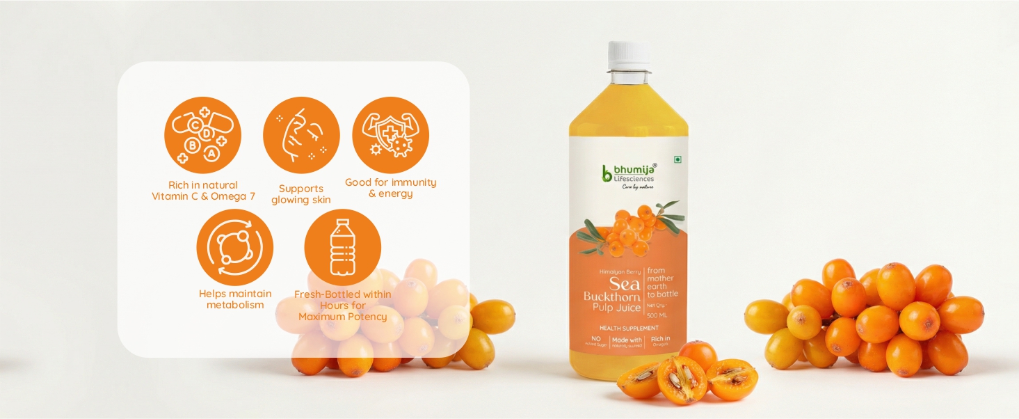 Bhumija Lifesciences Himalayan Sea Buckthorn Pulp Concentrate 500ml Juice