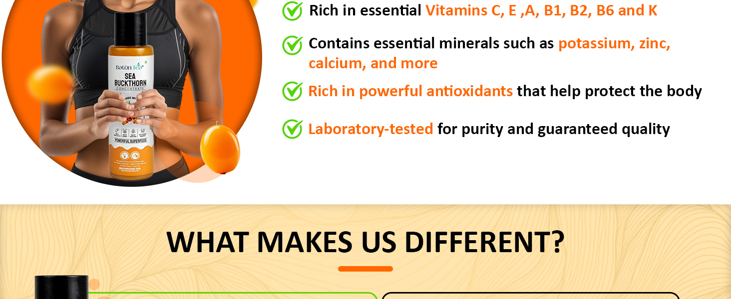 Himalayan Sea Buckthorn Pulp Juice 100ml | Cold-Pressed | Natural Vitamin C, Omega 3 6 7 9, Antioxidants | Immunity, Skin Glow & Gut Health Support | No Added Sugar | Lab Tested |Pack Of 1