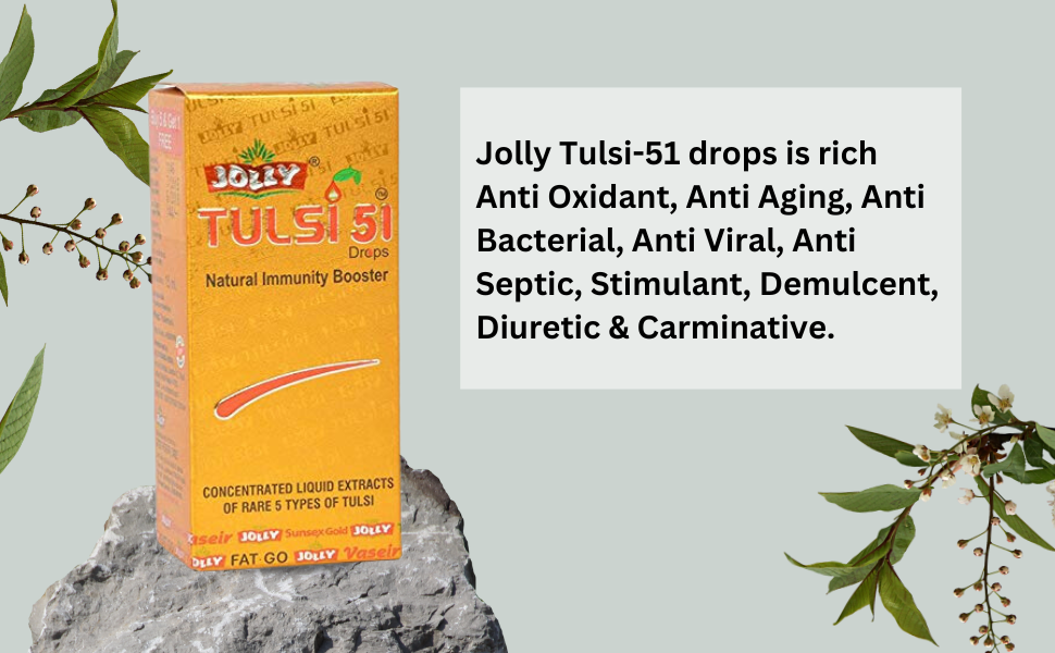 Jolly Tulsi 51 Drops Natural Immunity Booster (Light Gold)- 30 ml - Pack of 2