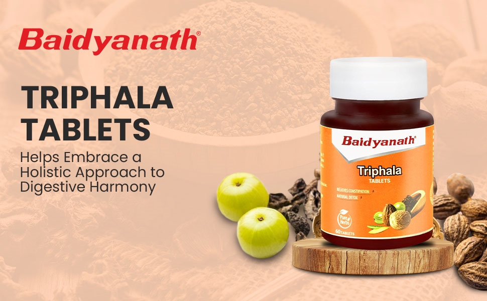 Baidyanath Ayurved Triphala 60 Tablets (500mg / Per Serving) | Supports Healthy Digestion | Improves Bowel Wellness| Relieves Constipation