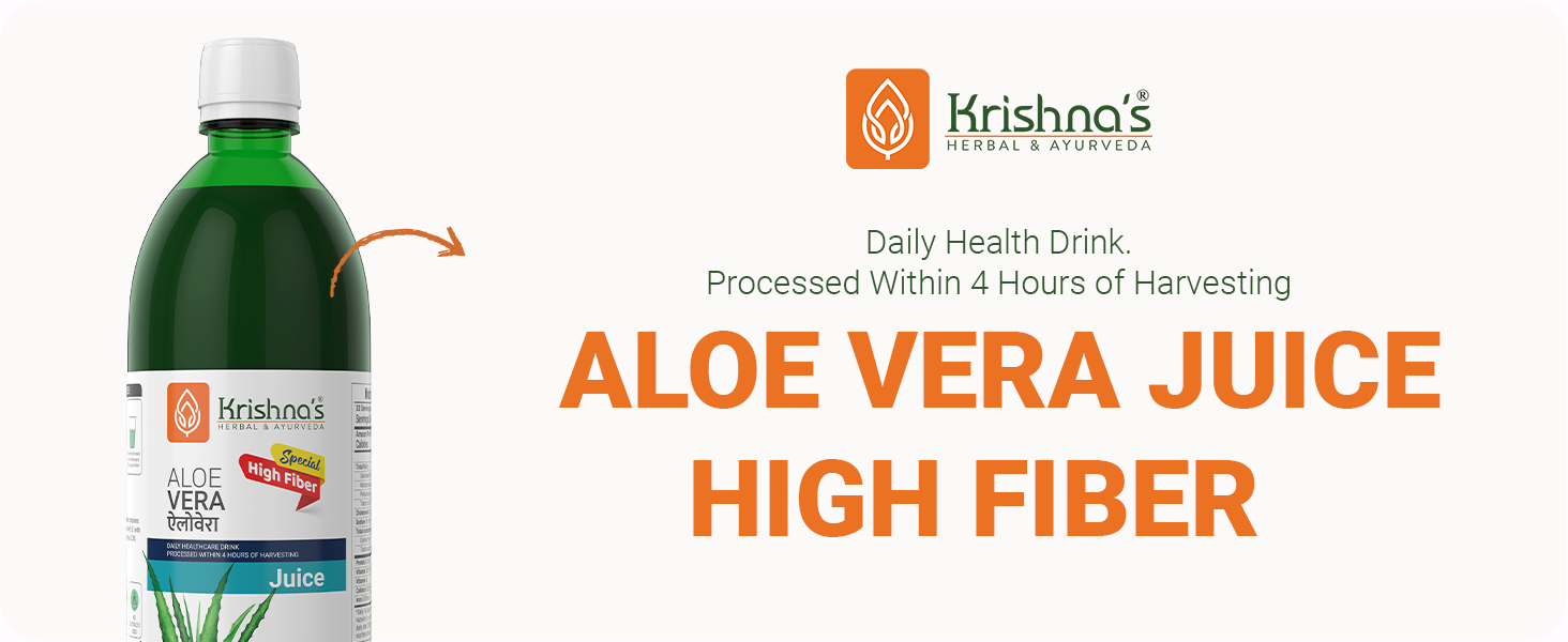 Krishna's Special Aloe Vera High Fiber Juice - 1 l (Pack of 1) | From Deserts of Rajasthan | Sugar free | Daily Drink | Rejuvenates Skin and Hair