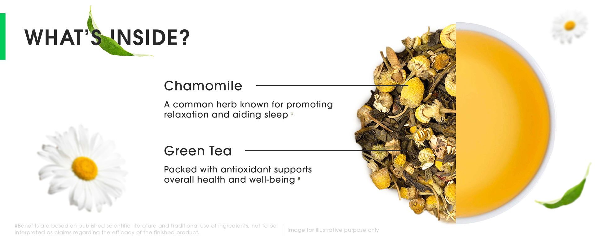 Teabox Chamomile Green Tea 25 Tea Bags | With Egyptian Chamomile Flowers & Whole Leaf Green Tea | Calming Blend for Relaxation & Sleep | Low Caffeine, Fresh & Aromatic (Pack of 2)
