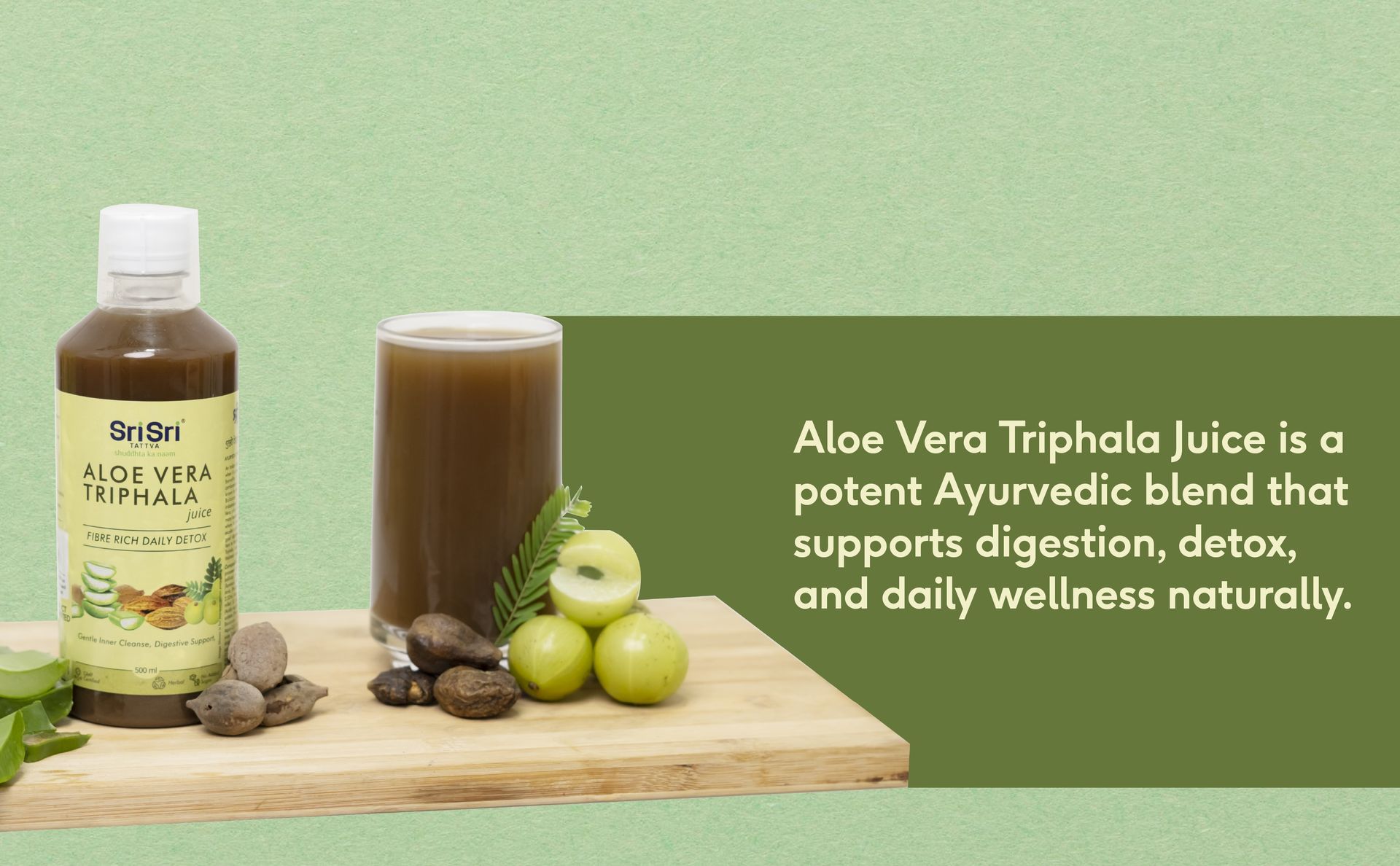 Sri Sri Tattva Aloe Vera Triphala Juice - 1 Litre | Digestion, Immunity, Liver & Skin Wellness Support | With Aloe Vera, Amla, Haritaki & Vibhitaki; No Added Sugar | (500 ml x Pack of 2)