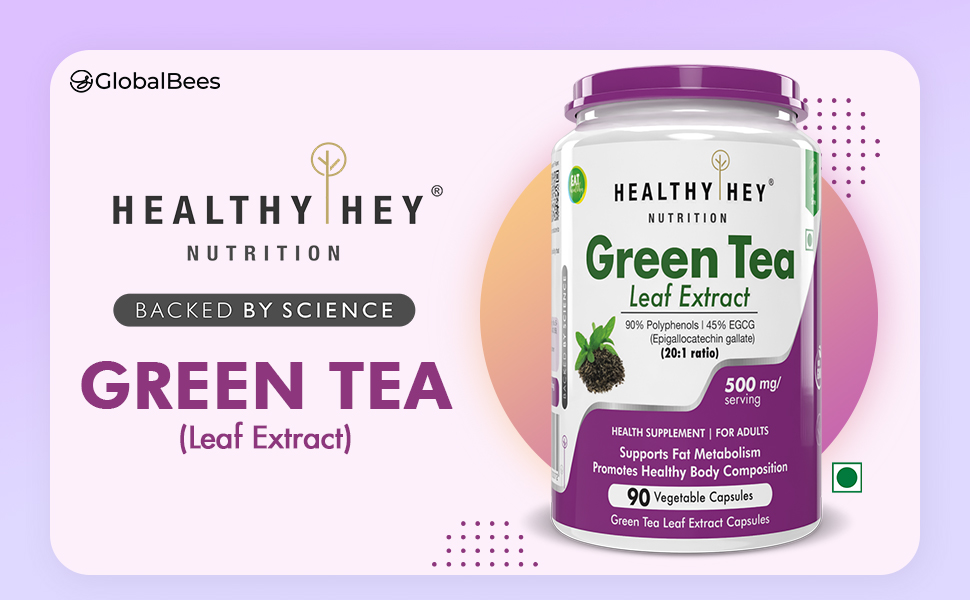 HealthyHey Nutrition Green Tea Extract - 90% Polyphenols & 45% EGCG - 20:1 ratio -90 Veg. Capsules
