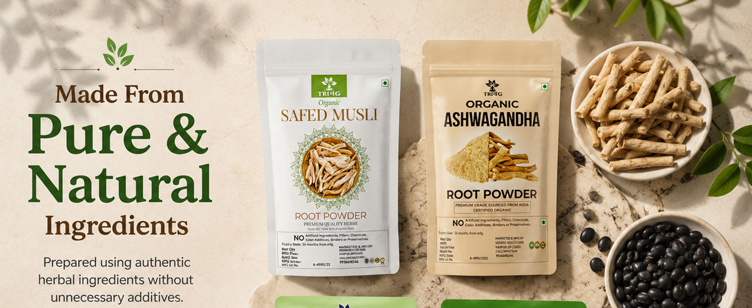 Safed Musli, Ashwagandha, Kaunch, Shatavari Powder Combo - Herbal Supplement - 4 Items (100gm(eachPack))