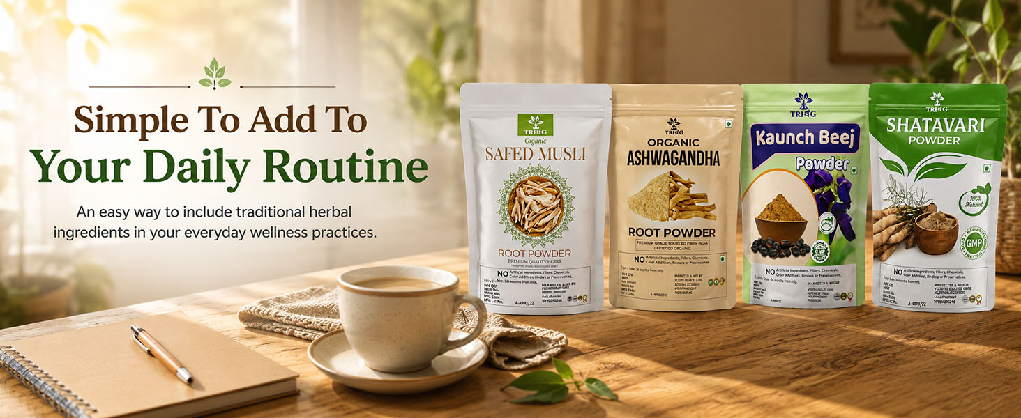 Safed Musli, Ashwagandha, Kaunch, Shatavari Powder Combo - Herbal Supplement - 4 Items (100gm(eachPack))
