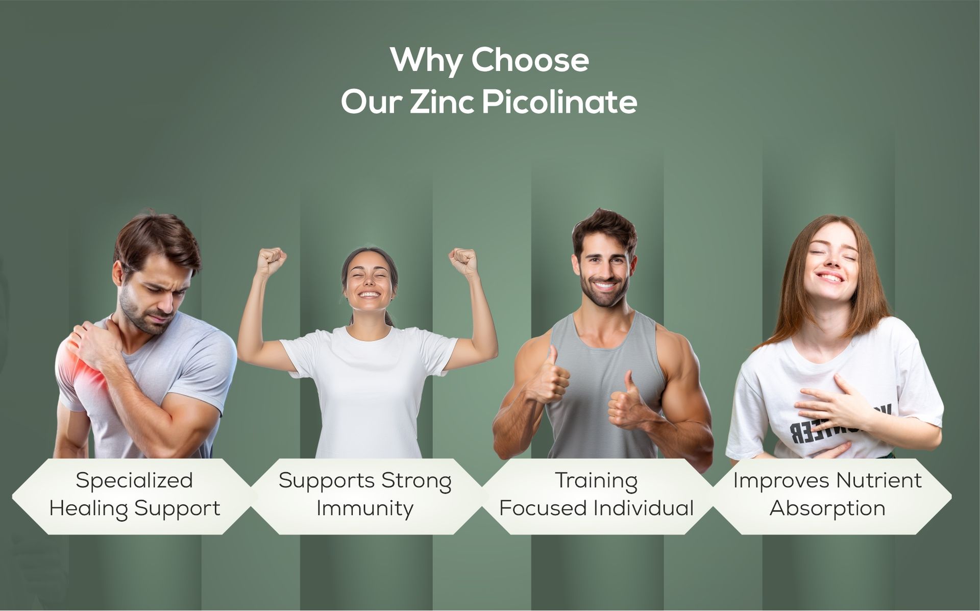 Zinc Picolinate 50 mg - High Absorption Chelated Zinc Supplement for Men & Women - Immune Support, Skin & Hair Health - Supports overall wellness, Muscle Strength & Metabolism - 60 Capsules