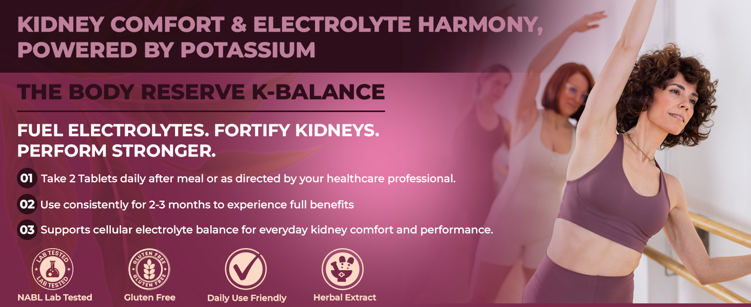 The Body Reserve Potassium Citrate Tablets-120, Potassium supplements for healthy kidney function pH Balance Boosts Electrolyte Levels for Hydration & wellness