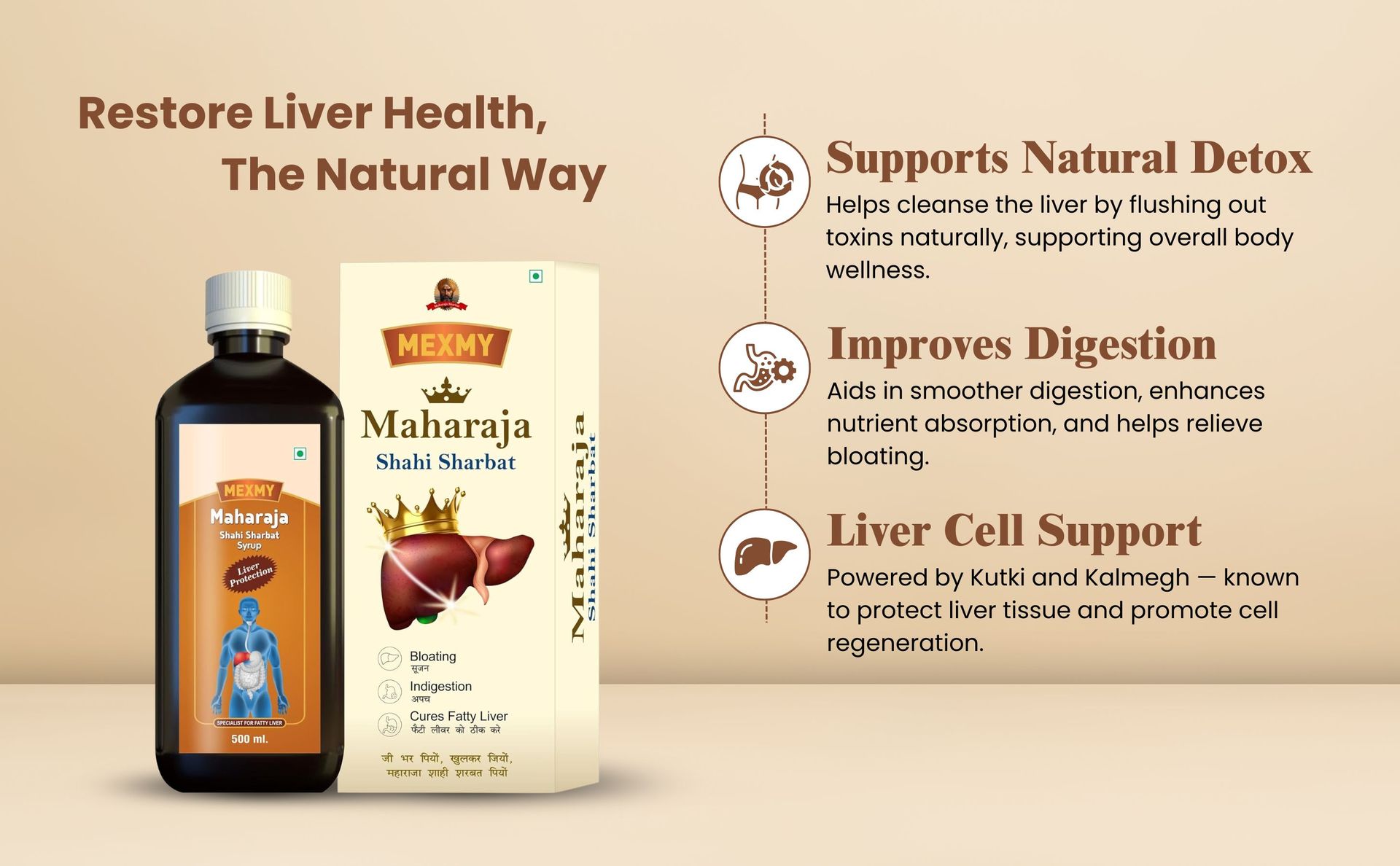 महाराजा शाही शरबत for Your Liver Cleanse Detox & Repair, Organic Milk Thistle Supplement with Turmeric, Dandelion, Ginger, and Orange, Promotes Optimal Liver Function | Supports Liver & Kidney Functions,500ml