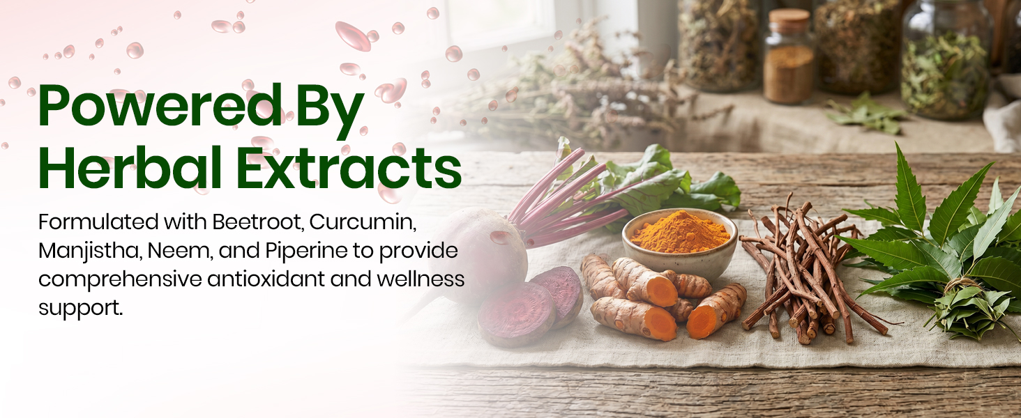 Vlado's Himalayan Organics Blood Detox | Beetroot Curcumin Manjistha Extracts | Pimple & Acne Control | Natural Purifier & Cleanser – 60 Tablets