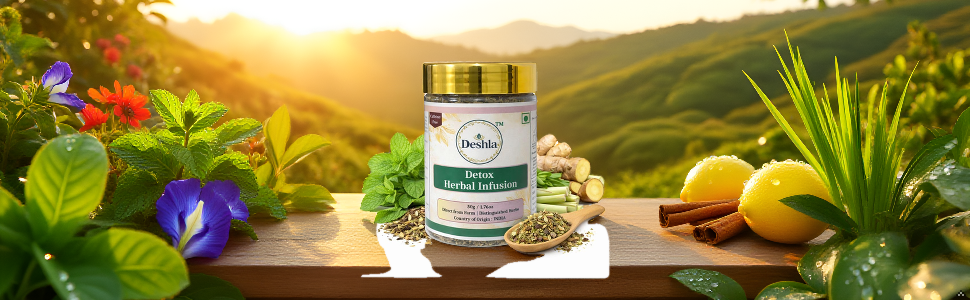 Detox Herbal Infusion Tea | Caffeine-Free Ayurvedic Herbal Blend for Daily Wellness, Digestion Support & Refreshing Natural Tea Experience