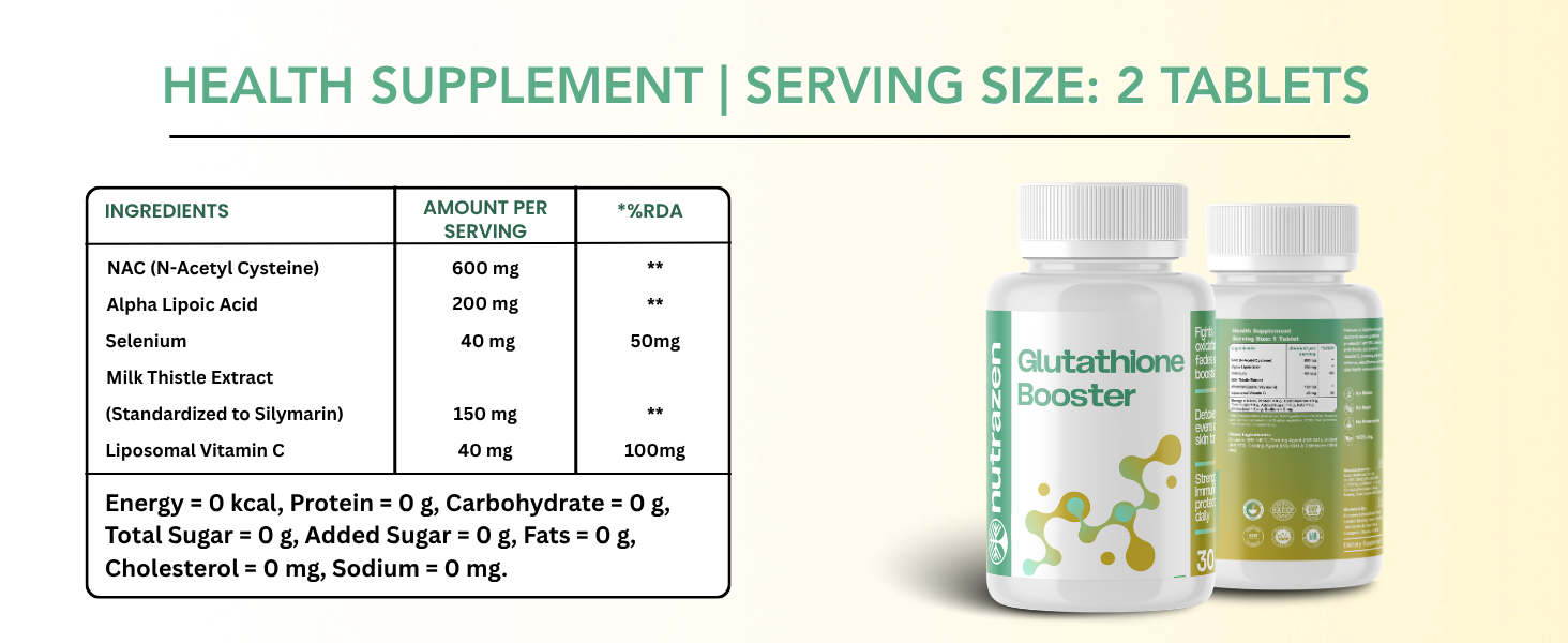 Glutathione Booster - 30 Tablets | Skin Brightening, Anti-Oxidant
