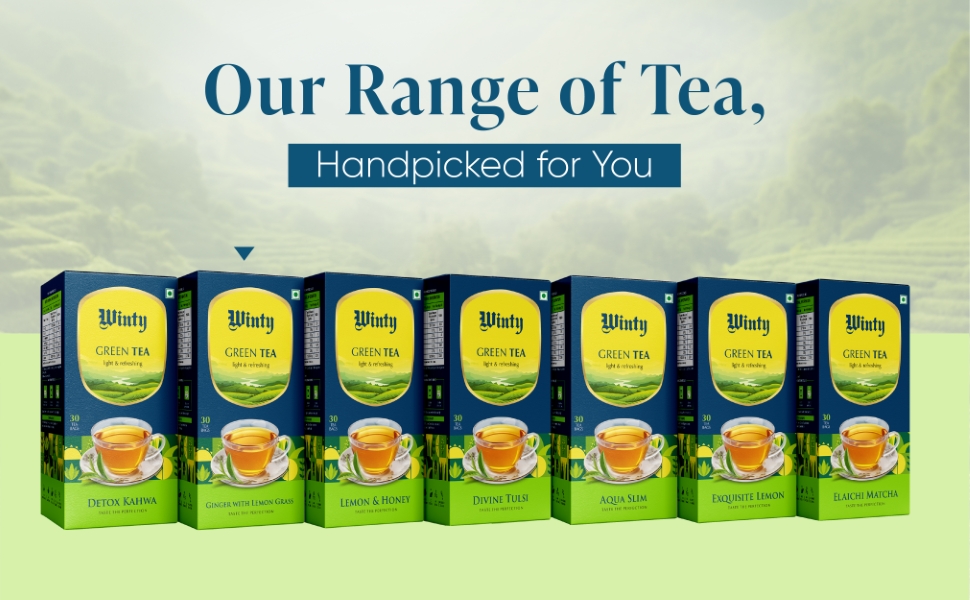 Winty Ginger Lemongrass Green Tea 30 Tea Bags | Wellness Brew | Rich in Antioxidants | Aromatic Blend | Herbal Tea for Natural Detox