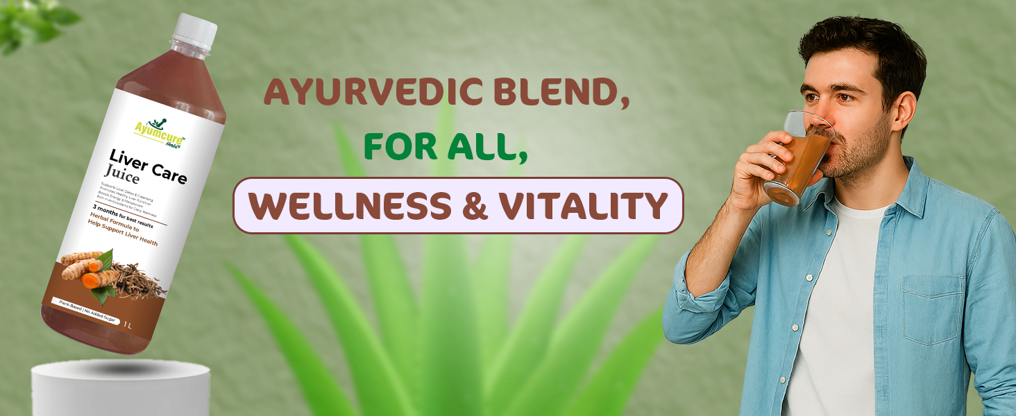 Ayumcure Liver Care Juice | Ayurvedic Liver Support Formula with Aloe Vera, Bhui Amla, Kalmegh, Turmeric, Kasni, Punarnava & Traditional Herbs | Natural Antioxidant Support | Plant-Based Herbal Wellness Drink for Men & Women | 1L