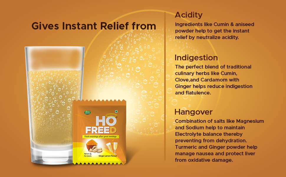 Hofreed Anti Hangover & Detox Drink | Ginger Lemon Flavor | No Sugar & No Caffeine | Helps detoxify liver | Instant Hangover Relief | Its Safe & Easy to Consume (Pack Of 10)