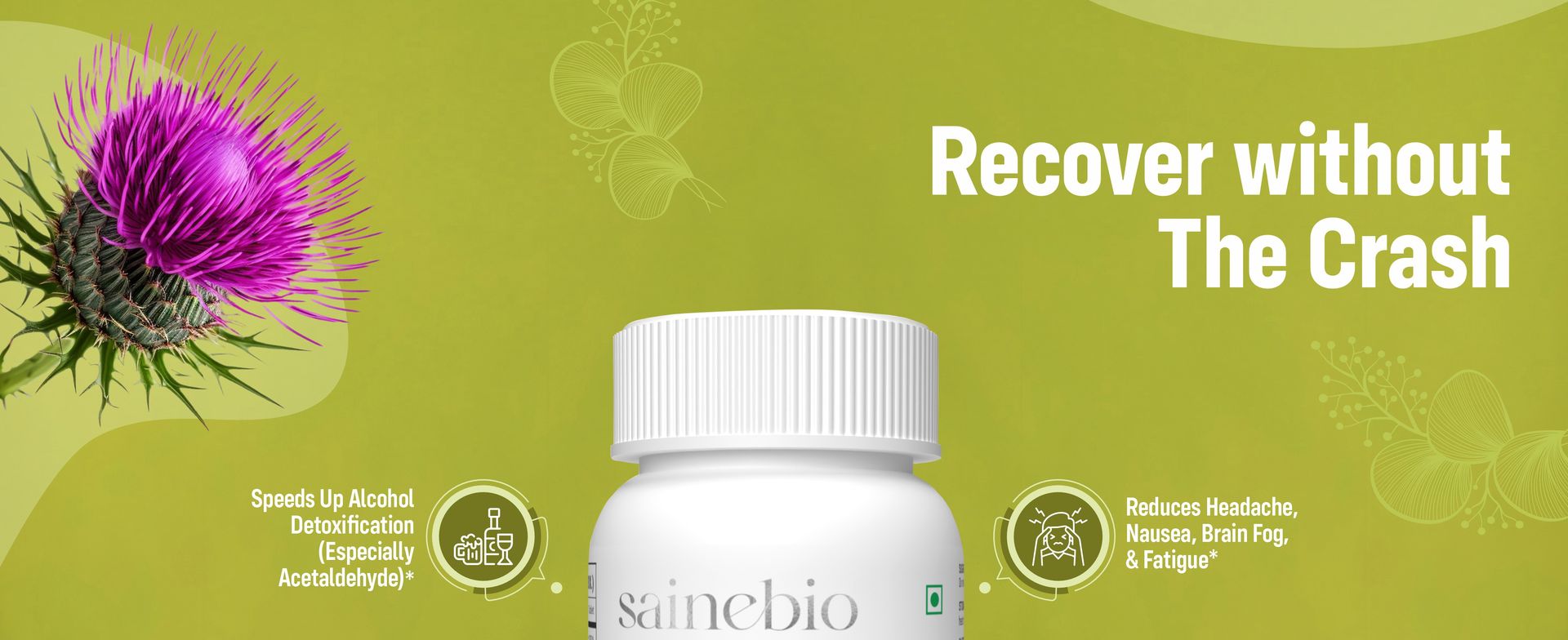 Sainebio Anti-Hangover Capsules | With Caffeine, N-Acetyl Cysteine, Milk Thistle & Herbal-Amino Blend | Natural Hangover Relief, Liver Detox, Rapid Hydration & Energy Support | Zero Sugar | 30 Capsules