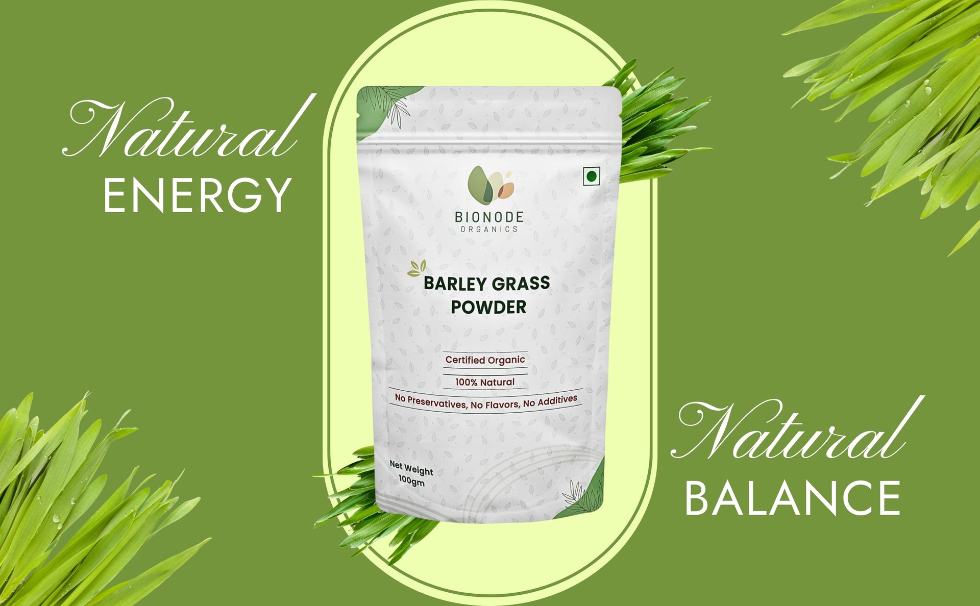 Certified Organic Barley Grass Powder, 200gm | Energy Boost | Skin Health | Weight Management | Barley Grass Green Juice Powder | Super Green Powder(100gm,each pack of 2)