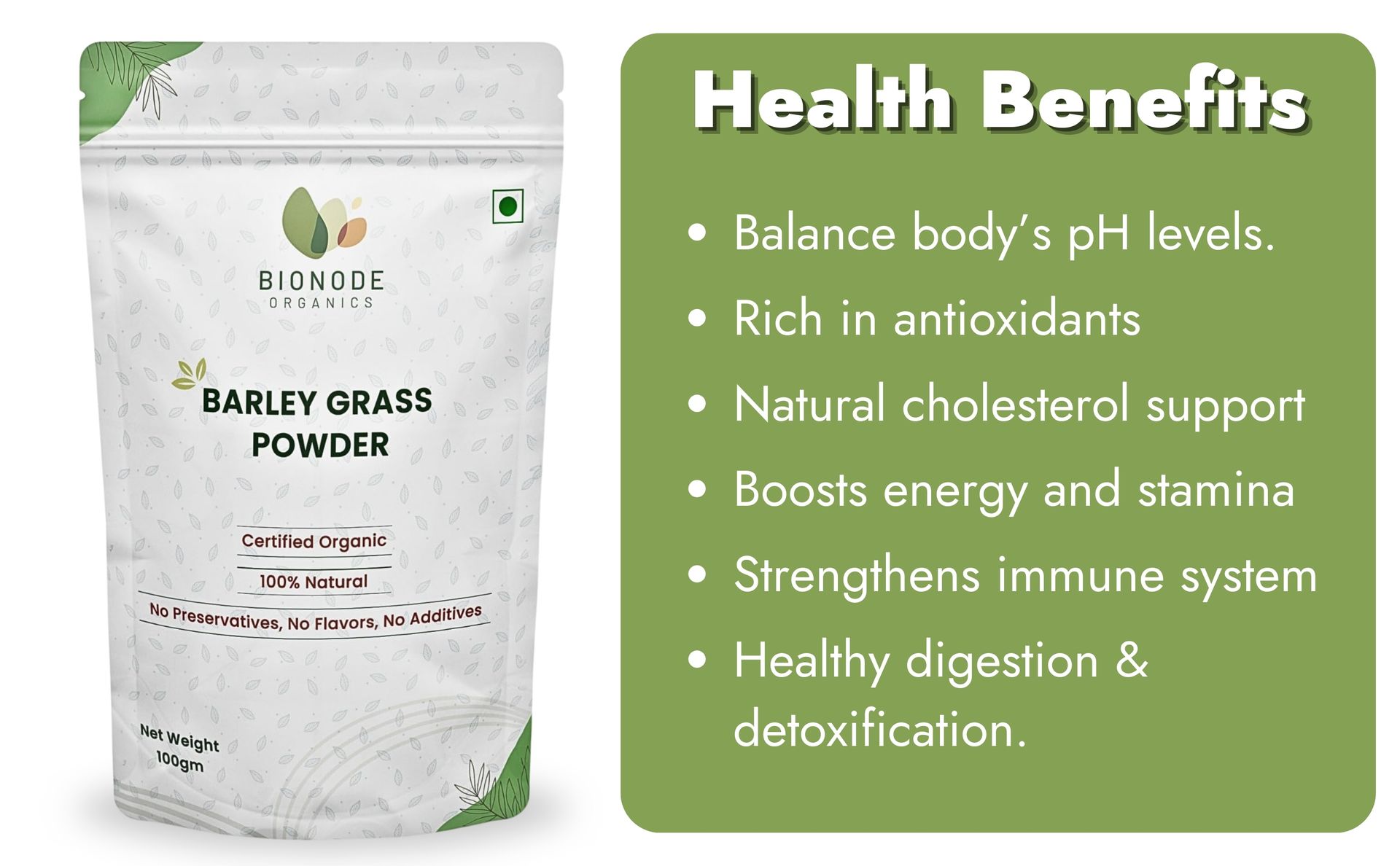 Certified Organic Barley Grass Powder, 200gm | Energy Boost | Skin Health | Weight Management | Barley Grass Green Juice Powder | Super Green Powder(100gm,each pack of 2)