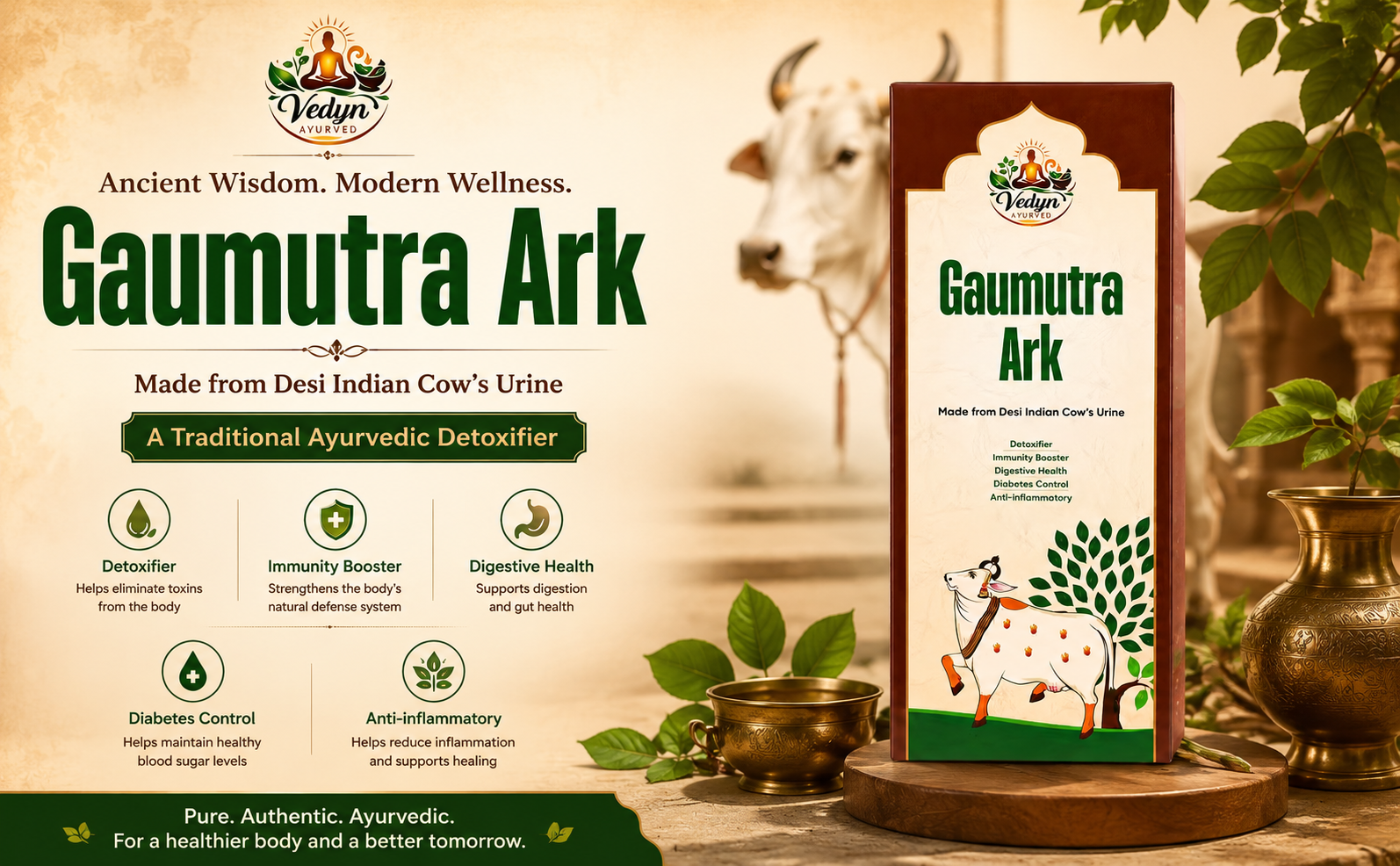 Desi Cow Gomutra Ark 450 ml | 100% Pure & Natural Go Ark | Indian Tharparakar Gomutra | Sugar Free With No Added Color Or Flavour | Natural Detoxifier (Pack of 2)