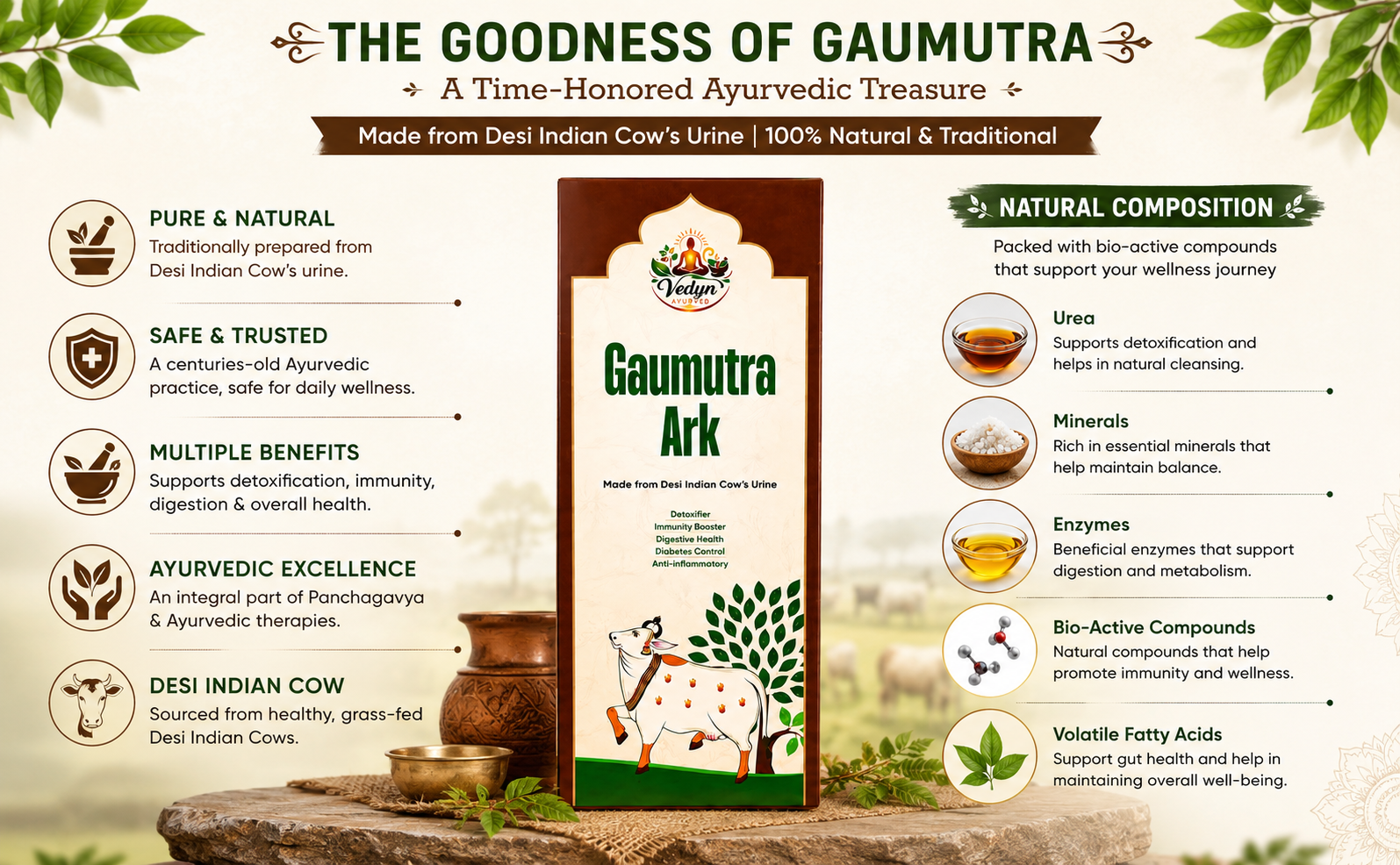 Desi Cow Gomutra Ark 450 ml | 100% Pure & Natural Go Ark | Indian Tharparakar Gomutra | Sugar Free With No Added Color Or Flavour | Natural Detoxifier (Pack of 2)