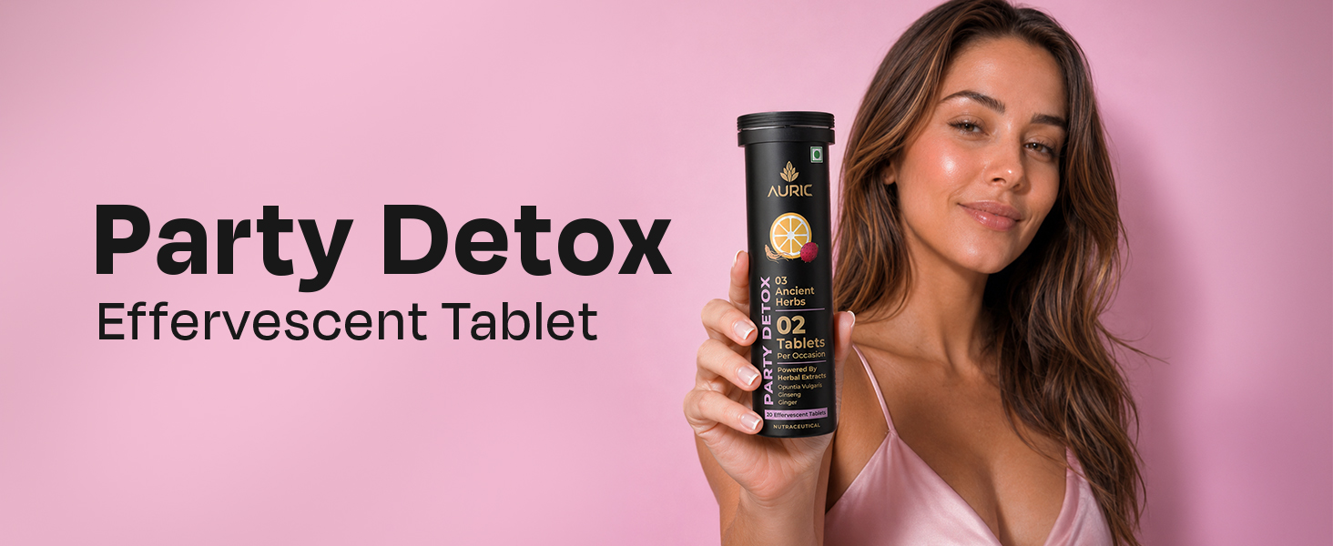 Auric Party Detox Effervescent Tablet - Drop, Fizz & Drink - 40 Tablets