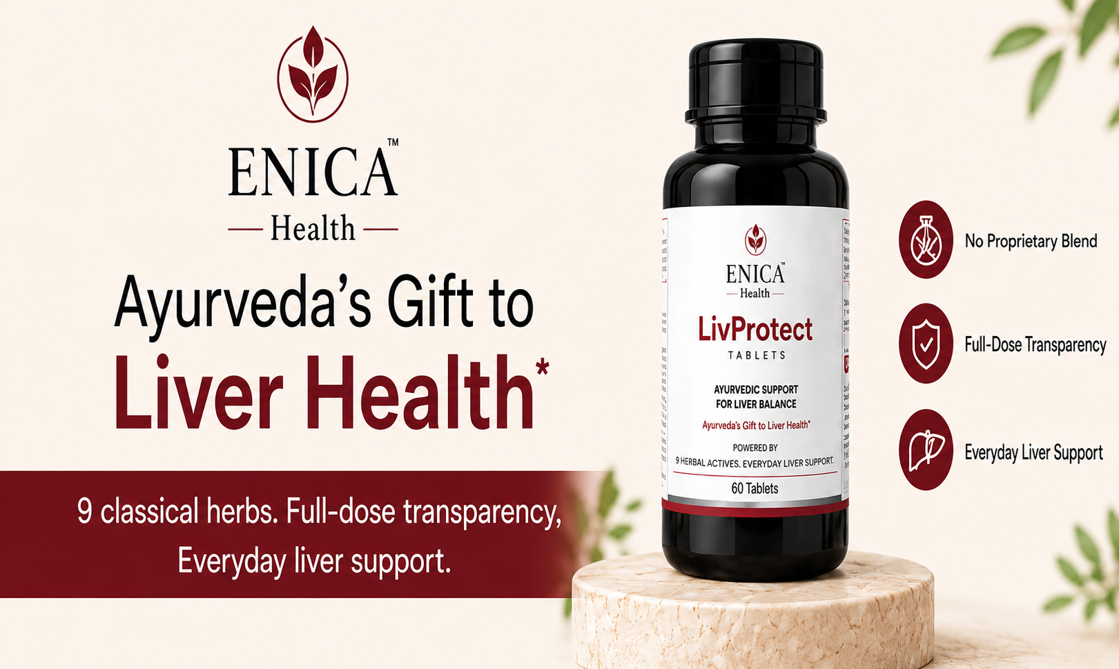 ENICA LivProtect Ayurvedic 60 Tablets, 9-Herbs Formula with Bhumi Amla