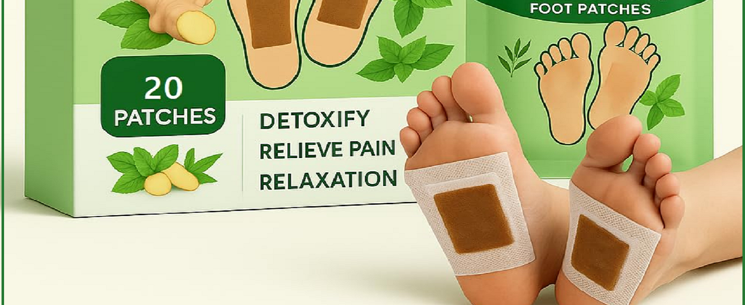 UCRAVO 40 Pcs Foot Pads Premium Herbal Detox Patches for Pain, Unwanted Toxin Removal & Overnight Foot Care Detox Foot Adhesive Patches Natural Foot Pads for Swelling, Stress, Odor & Energy Boost